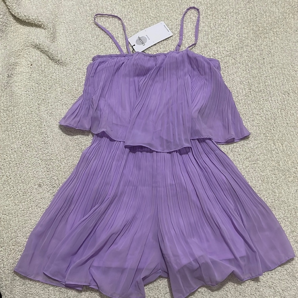 Lilac Pleated Romper Jumpsuit - Women's